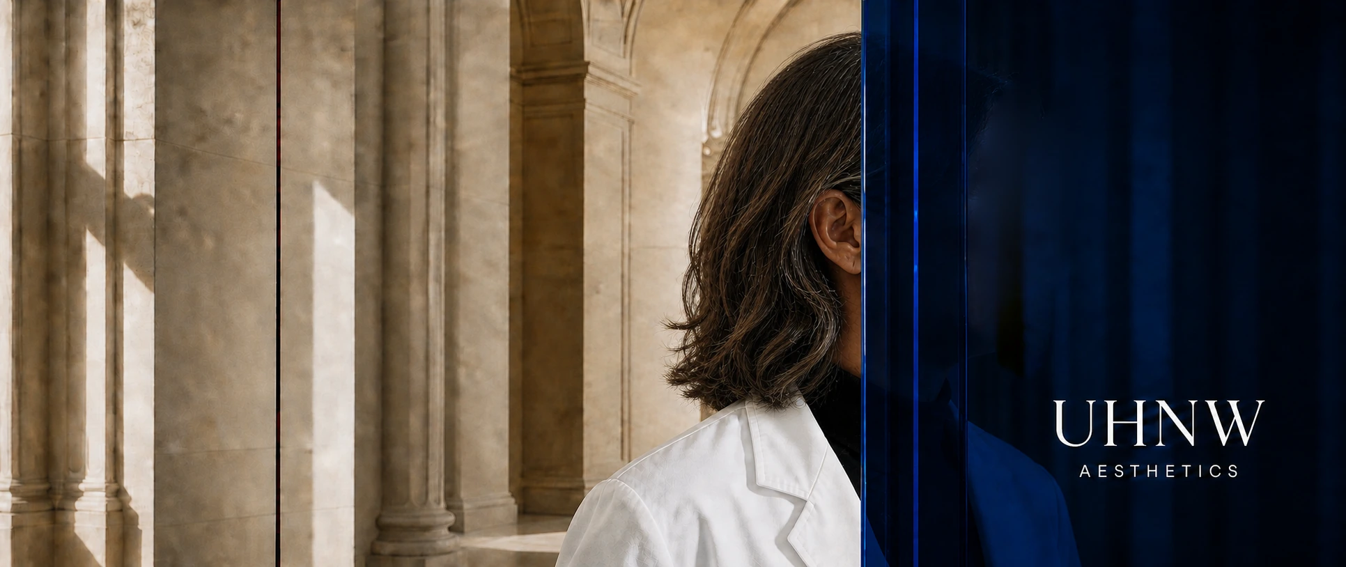 Représentation anonymisée d’un professeur en blouse médicale blanche ; l’identité est protégée.